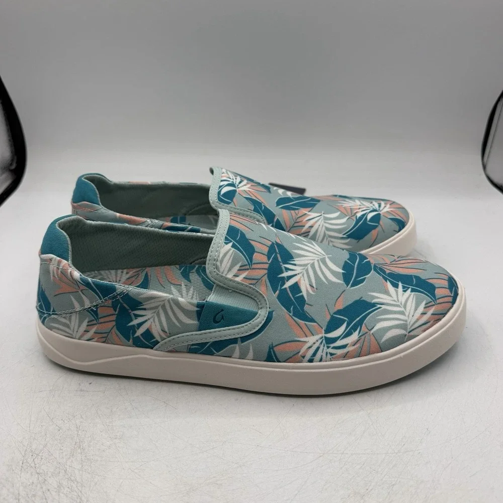 Olukai Lae'Ahi Pa'i Shoes Mens 10.5 Swell Blue Aloha Slip On Sneakers Tropical